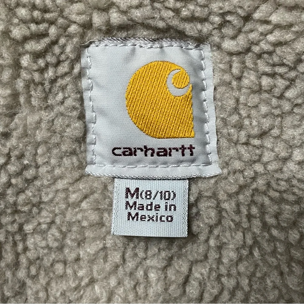 Carhartt Sherpa Lined Duck Canvas Mock Neck Vest Jacket Sz Med Crab Apple WV001 - Picture 7 of 12